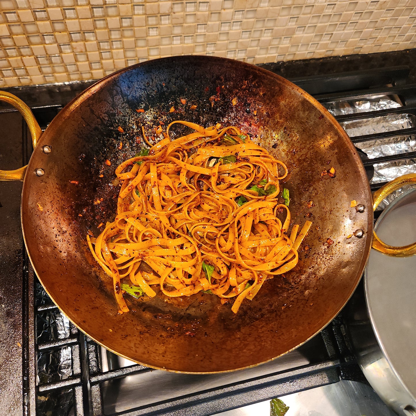 Kadai, Steel Wok with Brass Handle, 12"