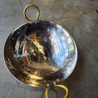 Kadai, Steel Wok with Brass Handle, 12"