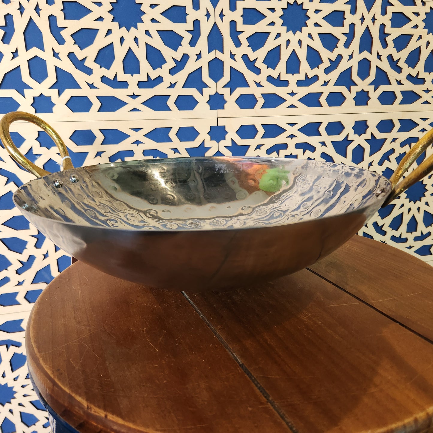 Kadai, Steel Wok with Brass Handle, 12"