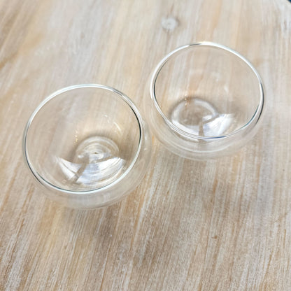 Double Walled Glass Cups, 30 ml, 2 Piece Set